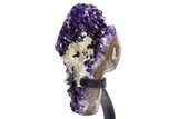 Amethyst Geode w/ Calcite on Metal Stand - Uruguay #306876-3